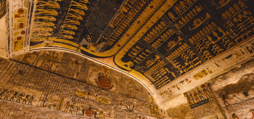 The ceiling in one of the tombs at the Valley Of The Kings, Luxor