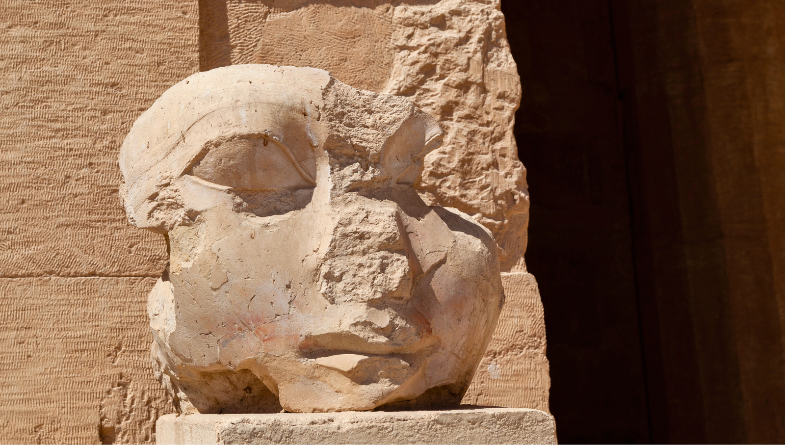 The severed head from a Hatshepsut statue