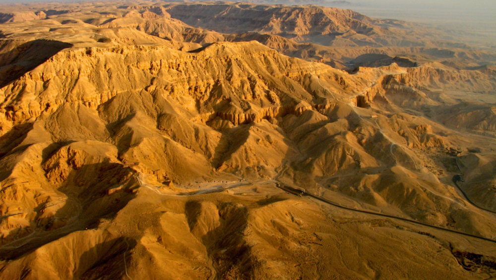 Valley of the Queens from a hot air balloon, Luxor