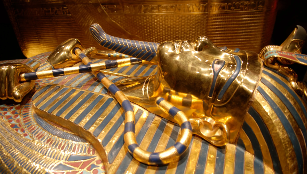 The golden innermost coffin of Tutankhamen