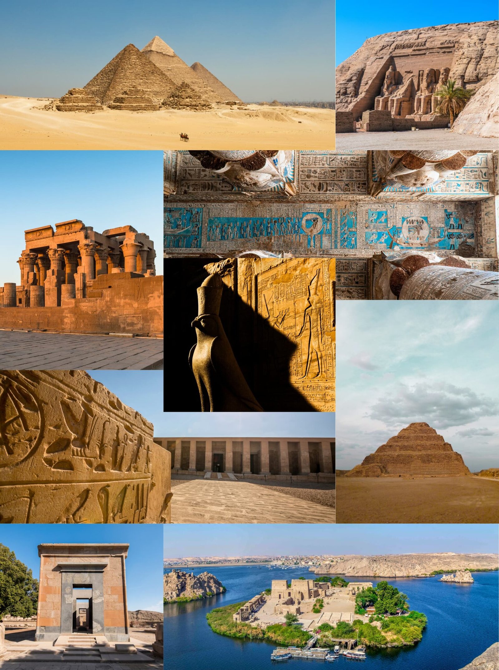 Collage of various sacred sites in Egypt