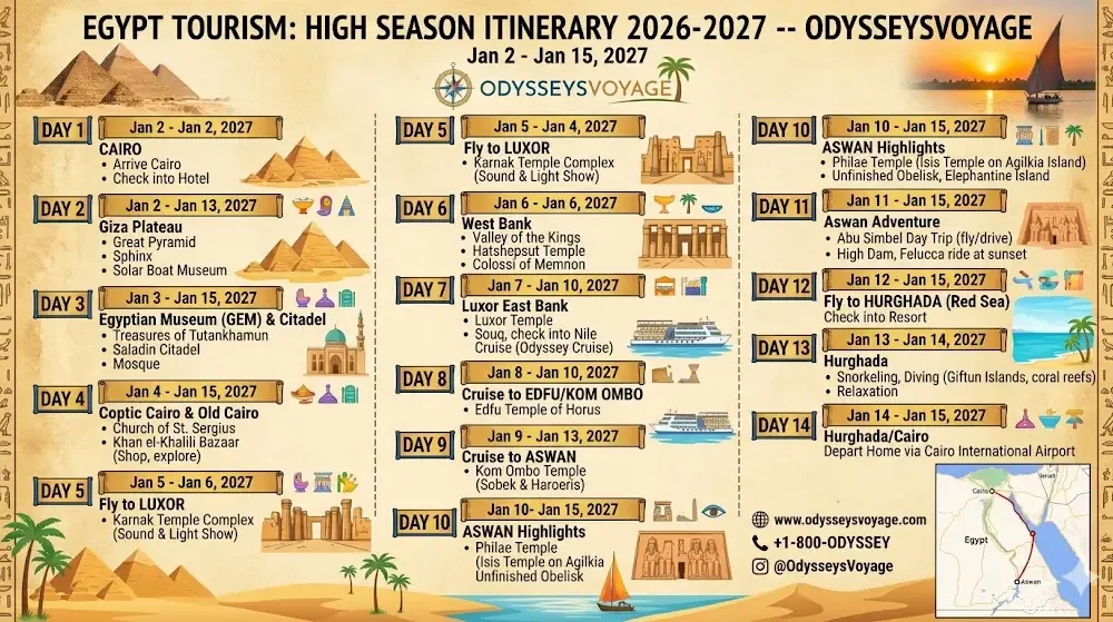 Egypt tourism high season itinerary 2026-2027