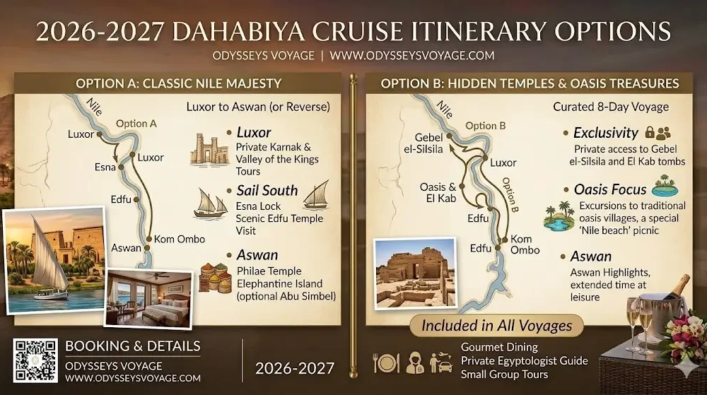 Dahabiya Cruise Itinerary Options 2026-2027