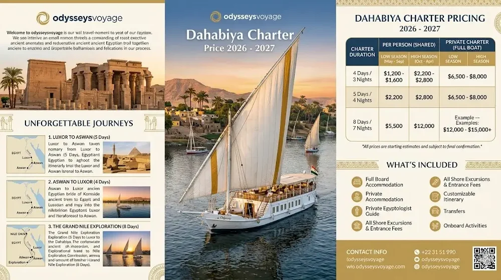 Dahabiya Charter Price 2026-2027