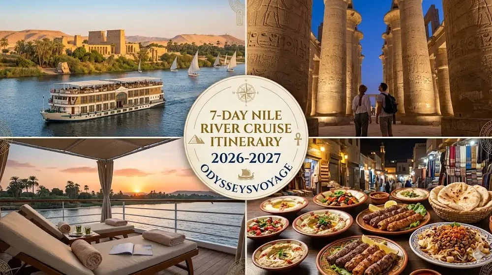 What are typical itineraries for a 7-day Nile cruise 2026-2027