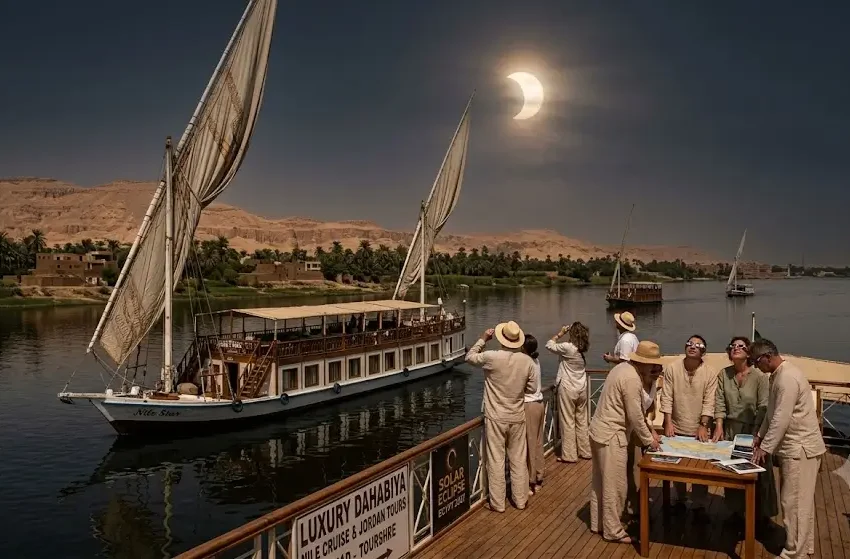 Solar Eclipse Egypt 2027 : Luxury Dahabiya Nile Cruise & Jordan Tours