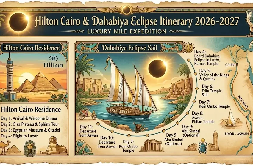 Hilton Cairo & Dahabiya Eclipse Itinerary 2026-2027