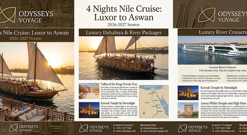 4 Nights Nile Cruise Luxor to Aswan 2026- 2027: Luxury Dahabiya & River Packages
